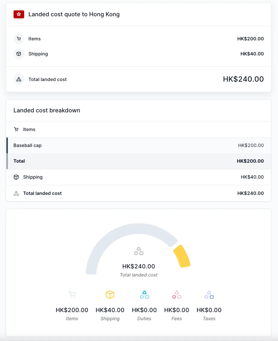Landed cost-offerte voor Hongkong